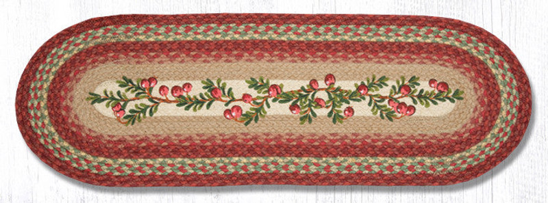 Earth Rugs OP-390 Cranberries Oval Patch Runner 13" x 36" Main image