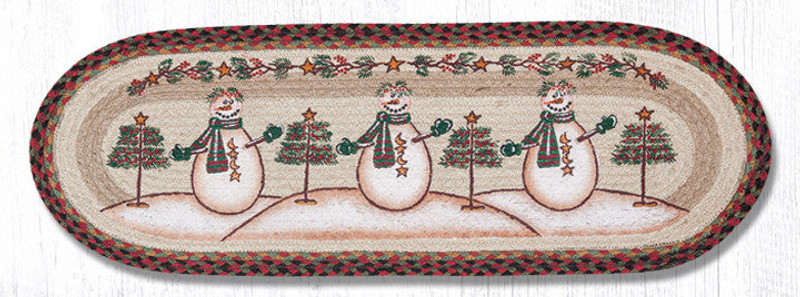 Earth Rugs OP-81 Moon & Star Snowman Oval Patch Runner 13" x 36" Main image