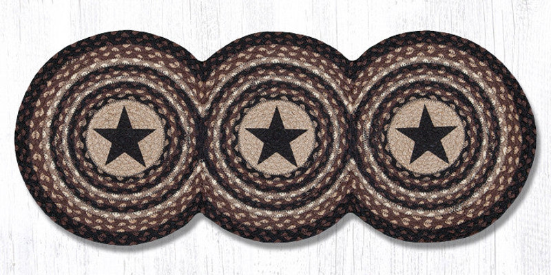 Earth Rugs TCP-313 Black Stars Printed Tri Circle Runner 15" x 36" Main image