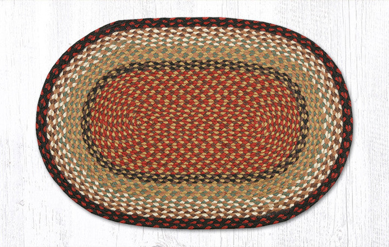 Earth Rugs C-19 Burgundy / Mustard Oval Braided Rug 20" x 30" Main image