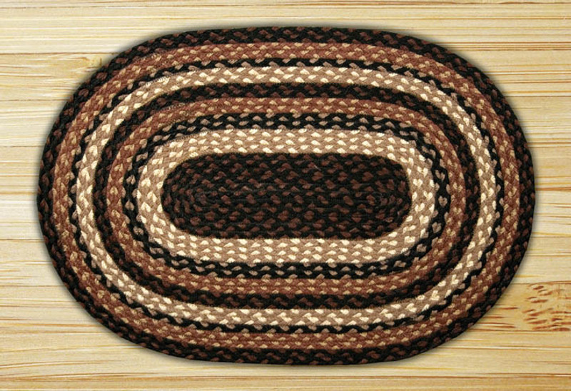 Earth Rugs C-313 Mocha / Frappuccino Oval Braided Rug 4 Feet x 6 Feet Main image