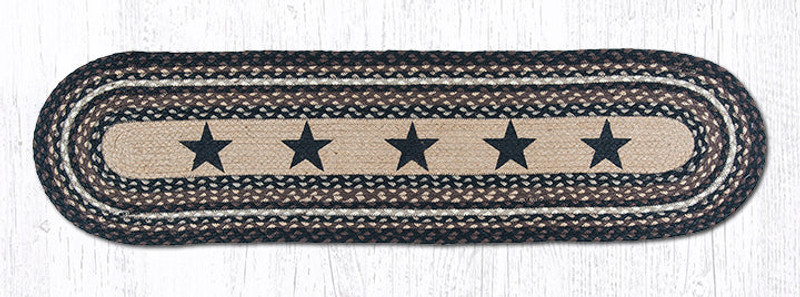 Earth Rugs OP-313 Black Stars Oval Patch Runner 13" x 48" Main image