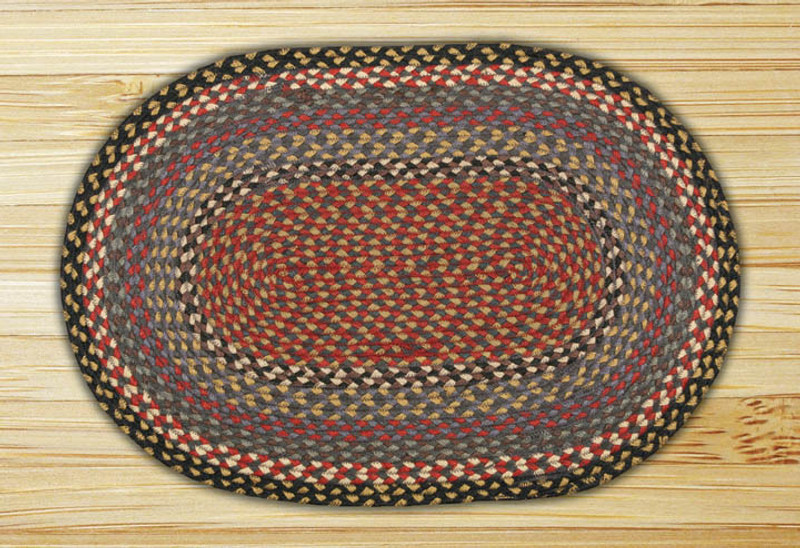 Earth Rugs C-43 Burgundy / Blue / Gray Oval Braided Rug 2 Feet x 8 Feet Main image