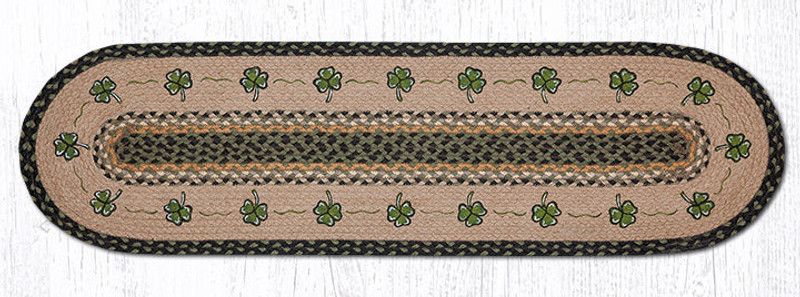 Earth Rugs OP-116 Shamrock Oval Patch Runner 13" x 48" Main image