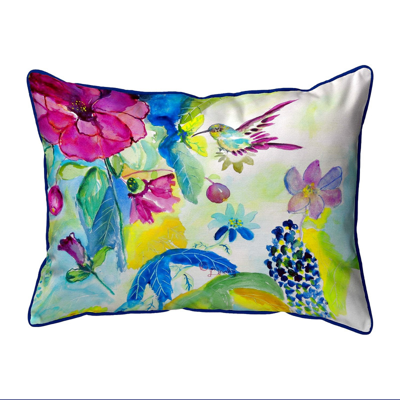 Betsy Drake Hummingbird & Garden Large Indoor/Outdoor Pillow 16x20 Main image