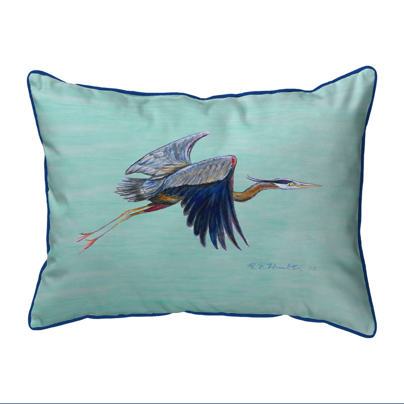 Betsy Drake Flying Blue Heron Extra Large 20 X 24 Indoor / Outdoor Teal Pillow Main image
