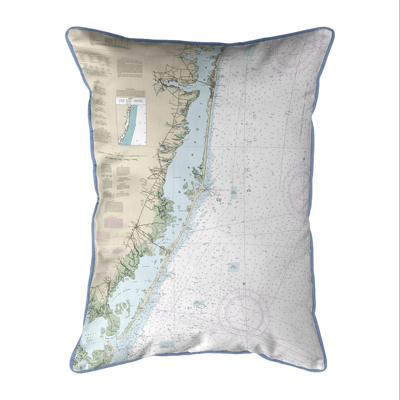 Betsy Drake Long Beach, NJ Nautical Map Small Corded Indoor/Outdoor Pillow 11x14 Main image