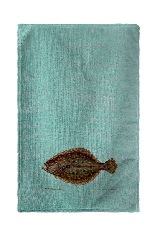 Betsy Drake Flounder on Teal Kitchen Towel Main image