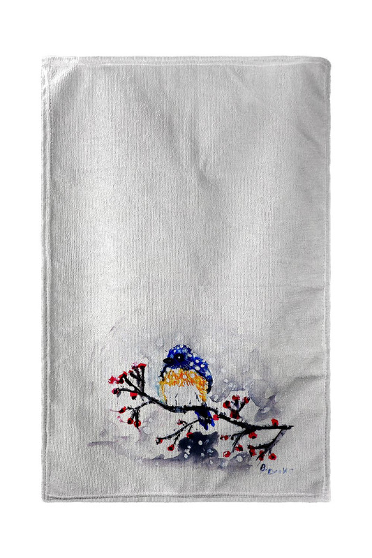 Betsy Drake Blue Bird & Snow Kitchen Towel Main image