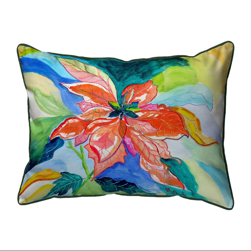 Betsy Drake Peach Poinsettia Extra Large Zippered Pillow 20x24 Main image