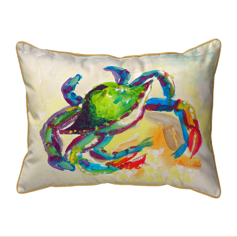 Betsy Drake Teal Crab Small Indoor/Outdoor Pillow 11x14 Main image