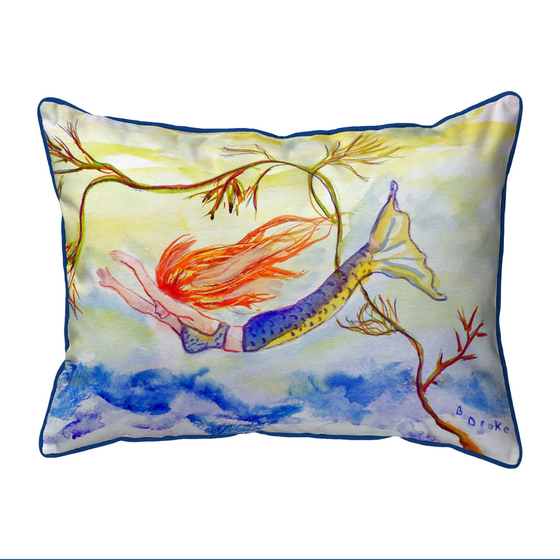 Betsy Drake Diving Mermaid Small Indoor/Outdoor Pillow 11x14 Main image