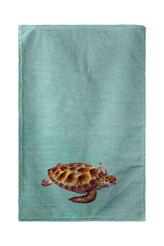 Betsy Drake Aqua Green Sea Turtle Kitchen Towel Main image