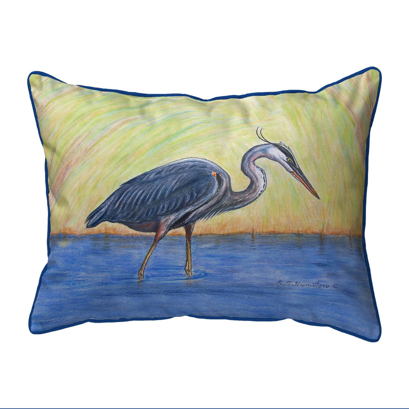 Betsy Drake Blue Heron Large Indoor/Outdoor Pillow 16x20 Main image