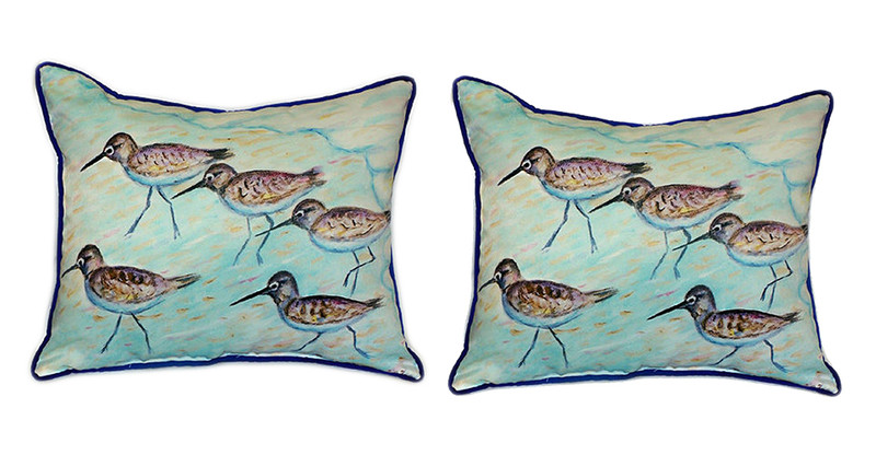 Pair of Betsy Drake Sandpipers Large Pillows 18x18 Main image