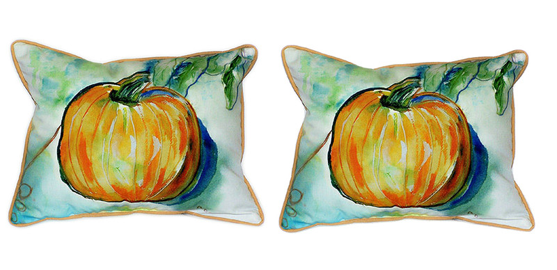 Pair of Betsy Drake Pumpkin Large Pillows 16 Inch x 20 Inch Main image