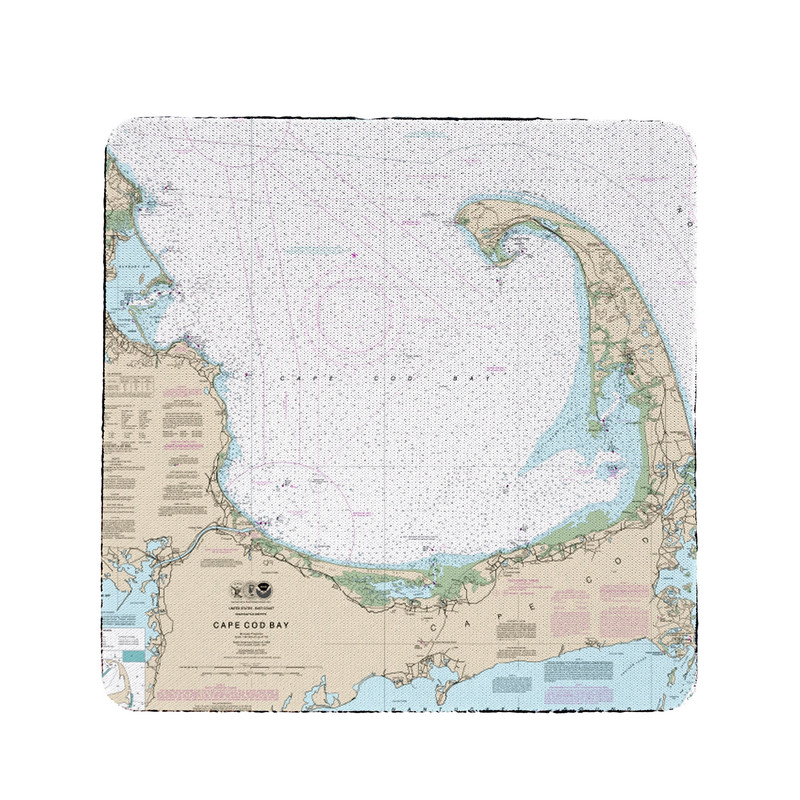 Betsy Drake Cape Cod Bay, MA Nautical Map Coaster Set of 4 Main image