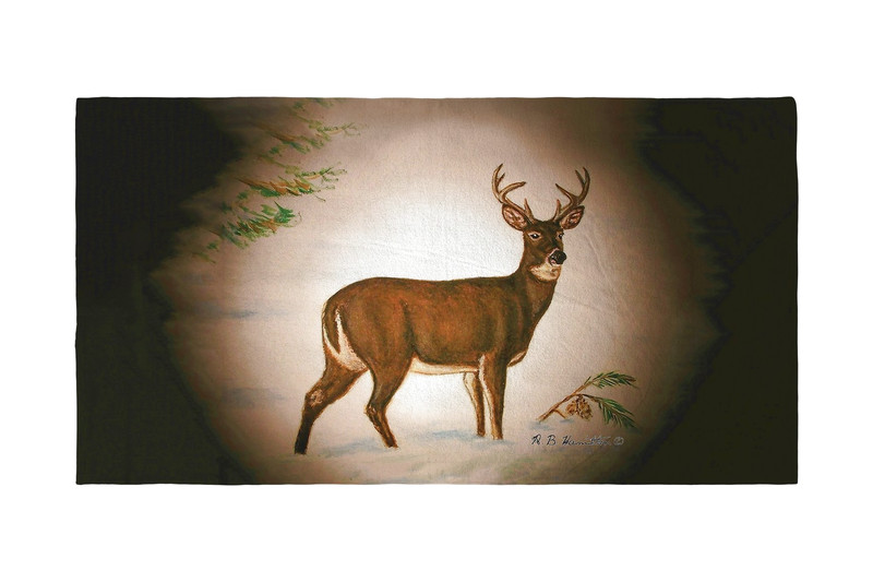 Betsy Drake Deer in Snow Beach Towel Main image