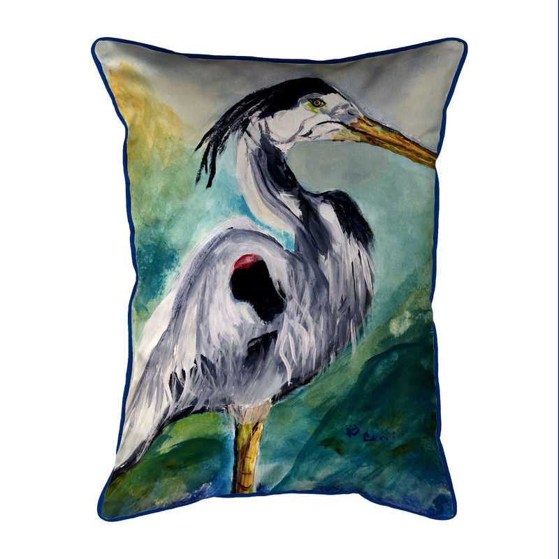 Betsy Drake Betsy's Blue Heron 20x24 Extra Large Zippered Indoor/Outdoor Pillow Main image