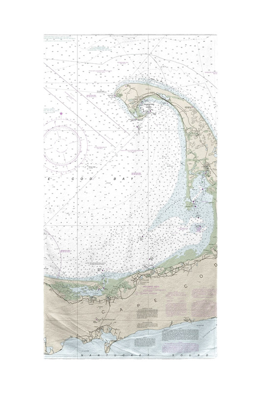 Betsy Drake Cape Cod Bay, MA Nautical Map Beach Towel Main image