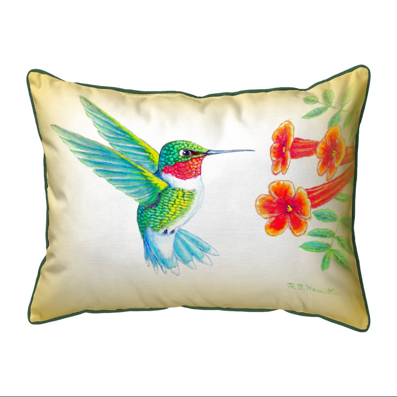 Betsy Drake Hummingbird Extra Large Zippered Indoor/Outdoor Pillow 20x24 Main image