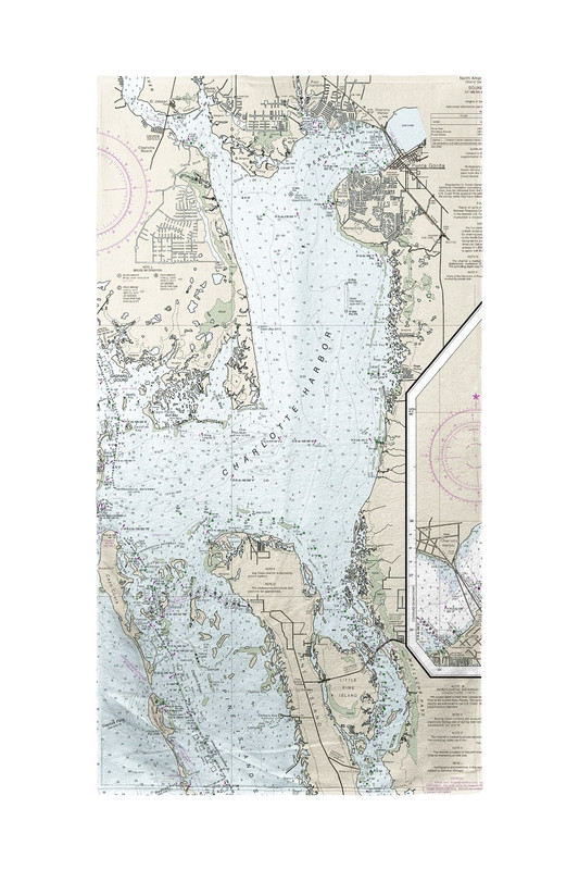 Betsy Drake Charlotte Harbor, FL Nautical Map Beach Towel Main image