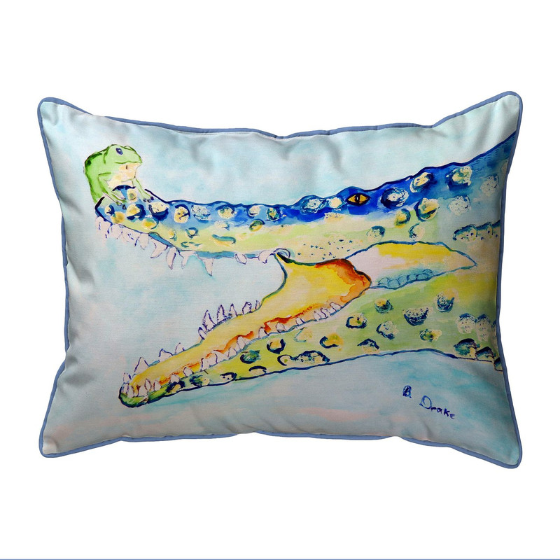 Betsy Drake Crocodile & Frog Extra Large Zippered Pillow 20x24 Main image