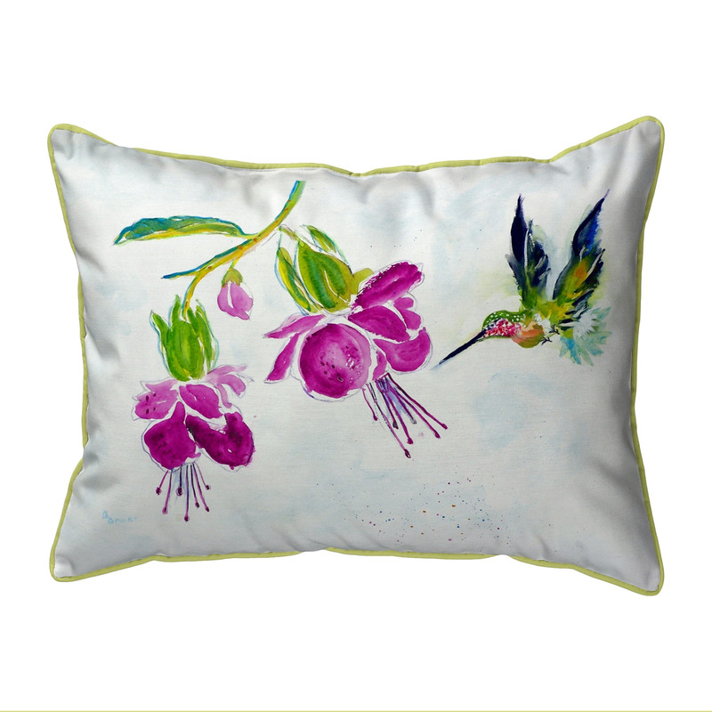 Betsy Drake Purple Hummingbird Large Indoor/Outdoor Pillow 16x20 Main image