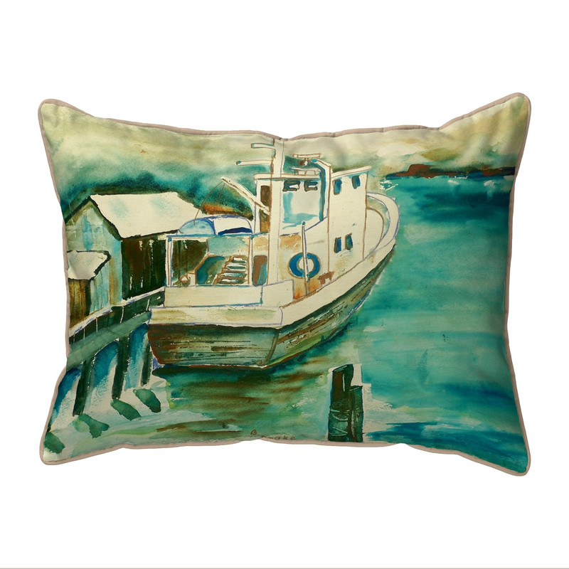 Betsy Drake Oyster Boat Large Indoor/Outdoor Pillow 16x20 Main image