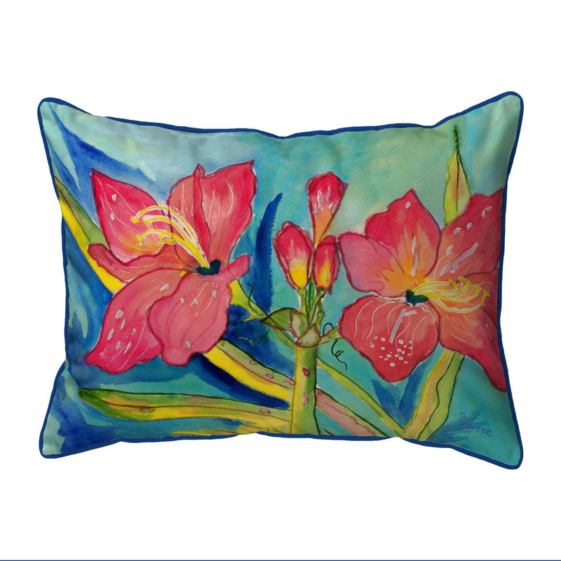 Betsy Drake Pink Amaryllis Large Indoor/Outdoor Pillow 16x20 Main image