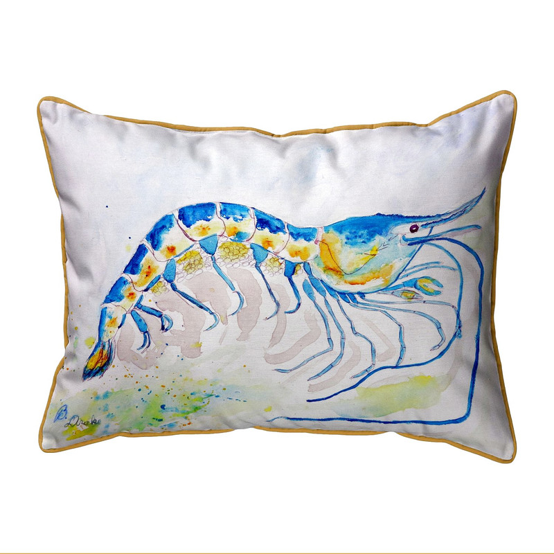 Betsy Drake Blue Shrimp Large Indoor/Outdoor Pillow 16x20 Main image
