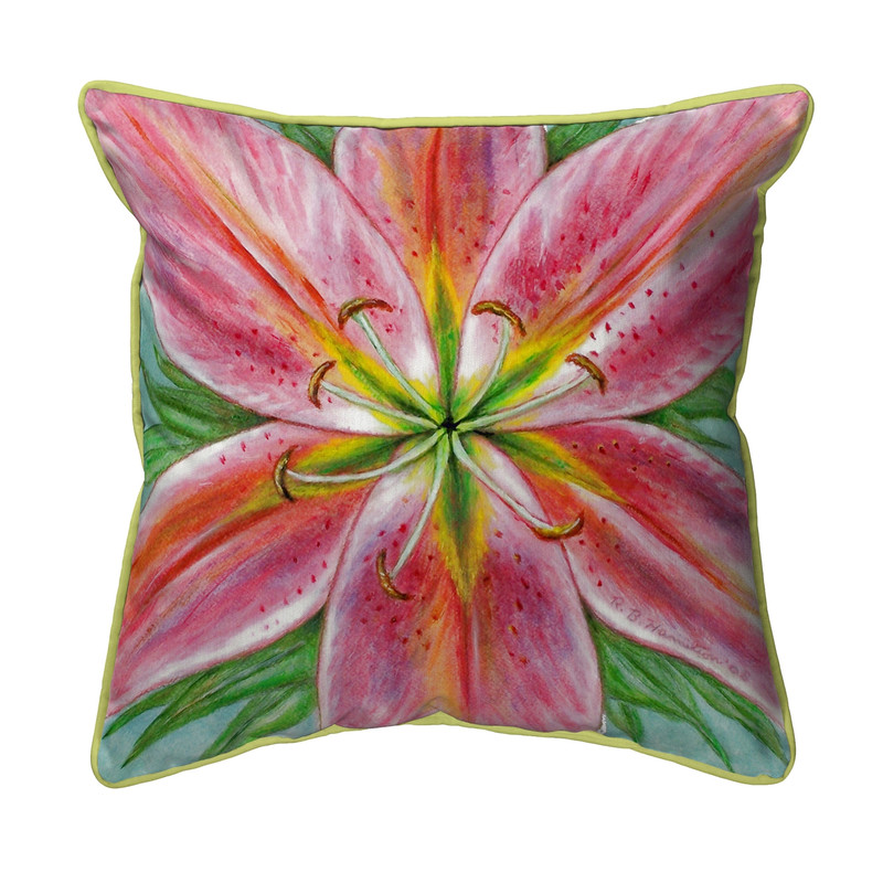 Betsy Drake Pink Lily Large Indoor/Outdoor Pillow  18x18 Main image