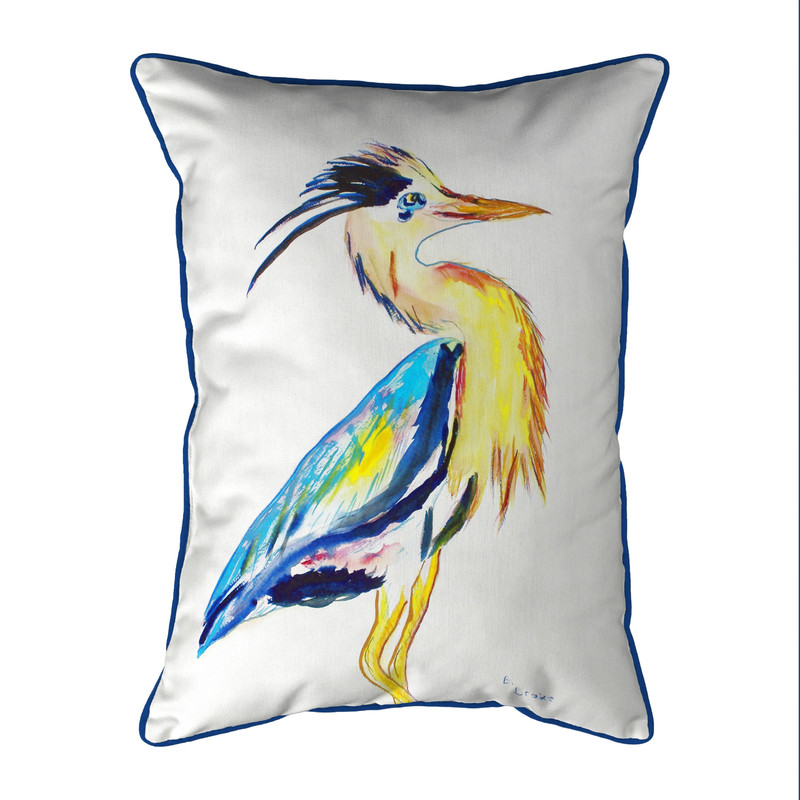 Betsy Drake Vertical Blue Heron Large Indoor/Outdoor Pillow 16x20 Main image