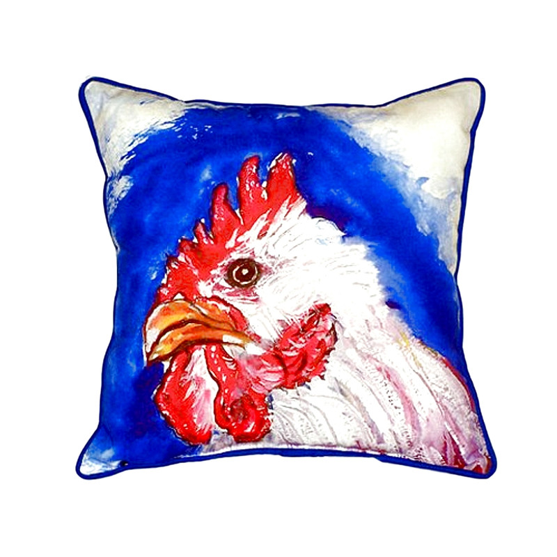 Betsy Drake Rooster Head Large Indoor/Outdoor Pillow 18x18 Main image