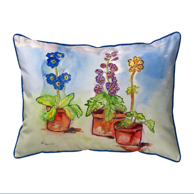 Betsy Drake Potted Flowers Large Indoor/Outdoor Pillow 16x20 Main image