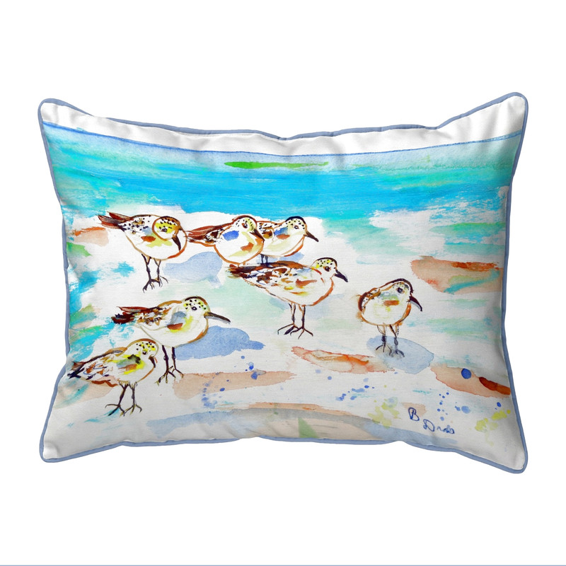 Betsy Drake Seven Sanderlings Large Corded Indoor/Outdoor Pillow 16x20 Main image