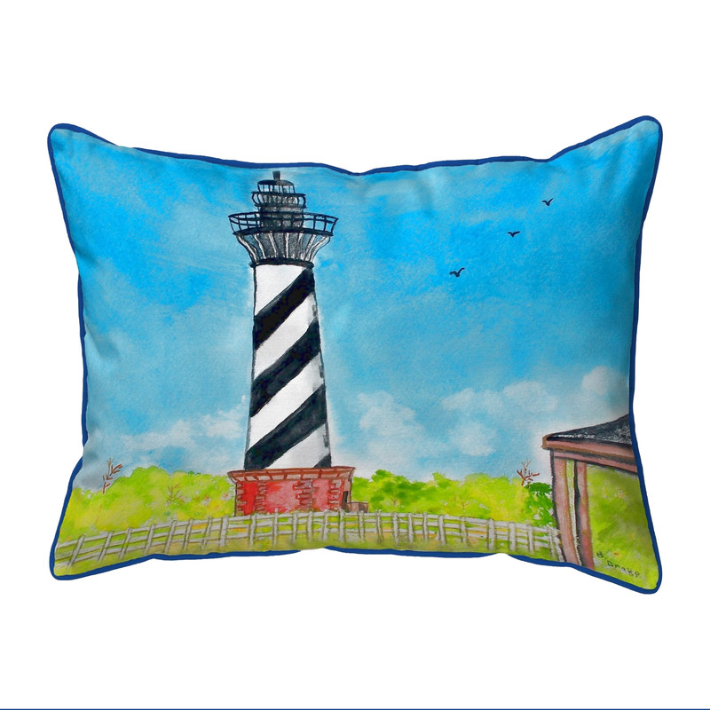 Betsy Drake Hatteras Lighthouse Large Corded Indoor/Outdoor Pillow 16x20 Main image