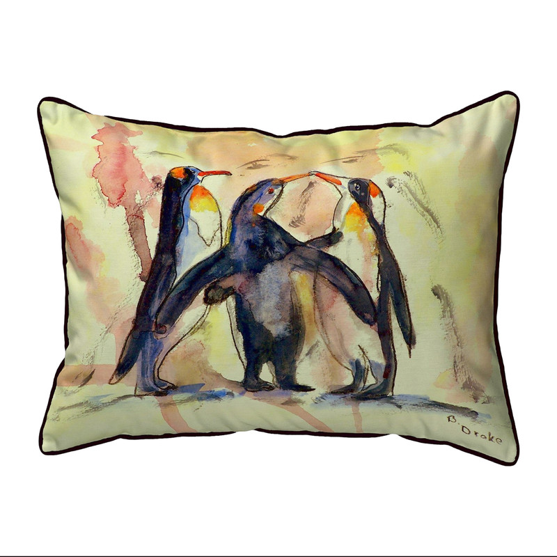 Betsy Drake Penguins Large Indoor/Outdoor Pillow 16x20 Main image
