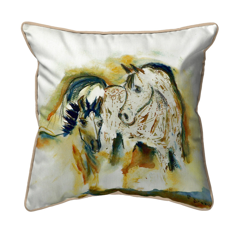Betsy Drake Mare & Colt Large Indoor/Outdoor Pillow 18x18 Main image