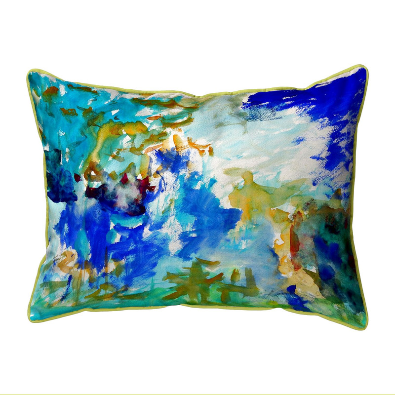 Betsy Drake Abstract Blue Large Indoor/Outdoor Pillow 16x20 Main image