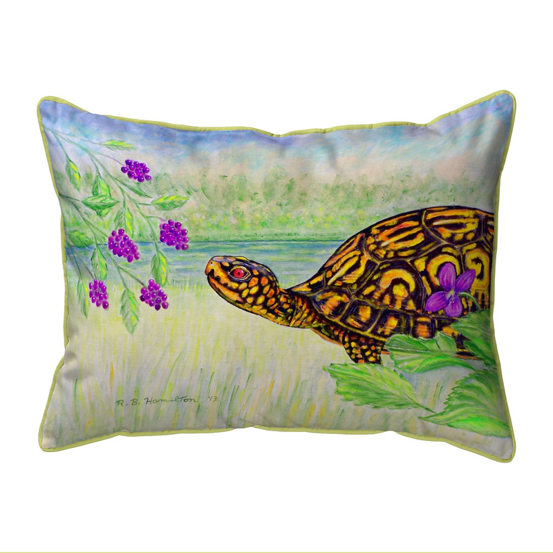 Betsy Drake Turtle & Berries Large Indoor/Outdoor Pillow 16x20 Main image