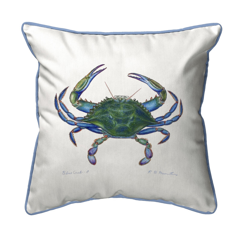 Betsy Drake Blue Crab - Male Large Indoor/Outdoor Pillow 18x18 Main image