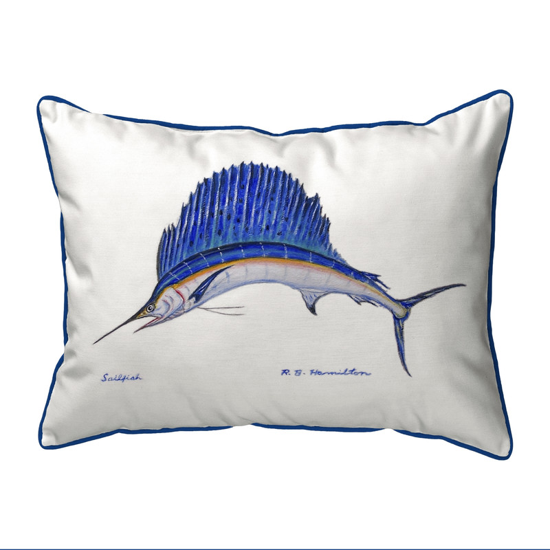 Betsy Drake Sailfish Large Indoor/Outdoor Pillow 16x20 Main image