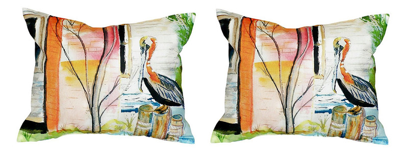 Pair of Betsy Drake Betsy’s Pelican No Cord Pillows Main image