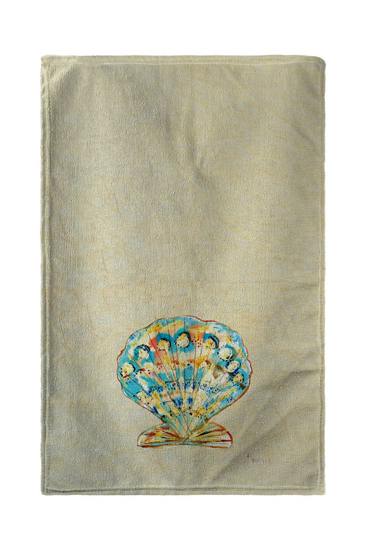 Betsy Drake Teal Scallop Shell Kitchen Towel Main image