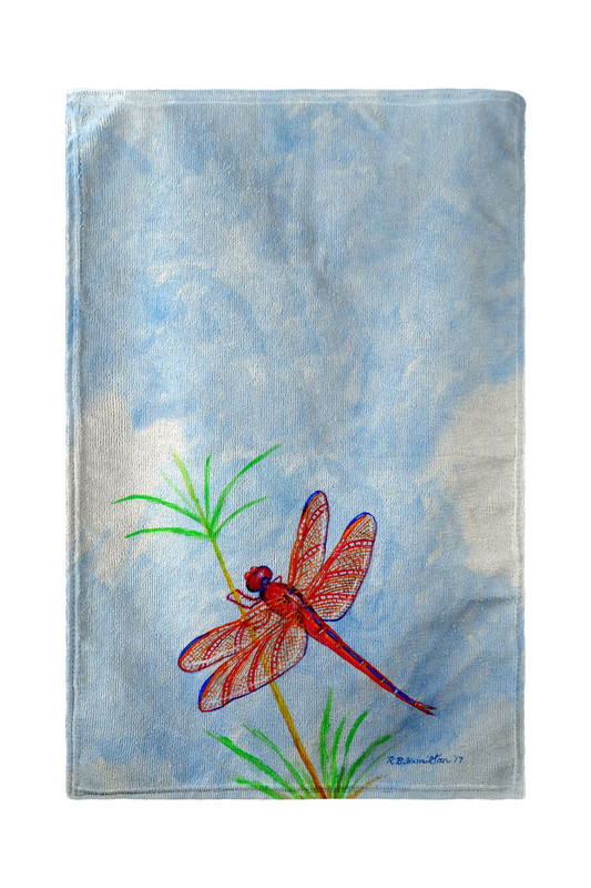 Betsy Drake Red Dragonfly Kitchen Towel Main image