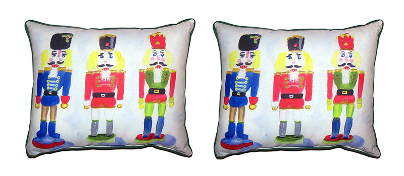 Pair of Betsy Drake Nut Crackers Christmas Outdoor Pillows 16 Inch x 20 Inch Main image