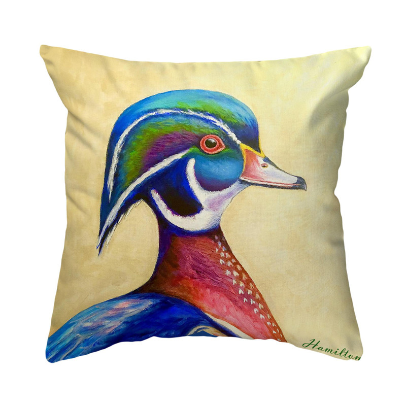 Betsy Drake Mr. Wood Duck Small Noncorded Pillow 12x12 Main image