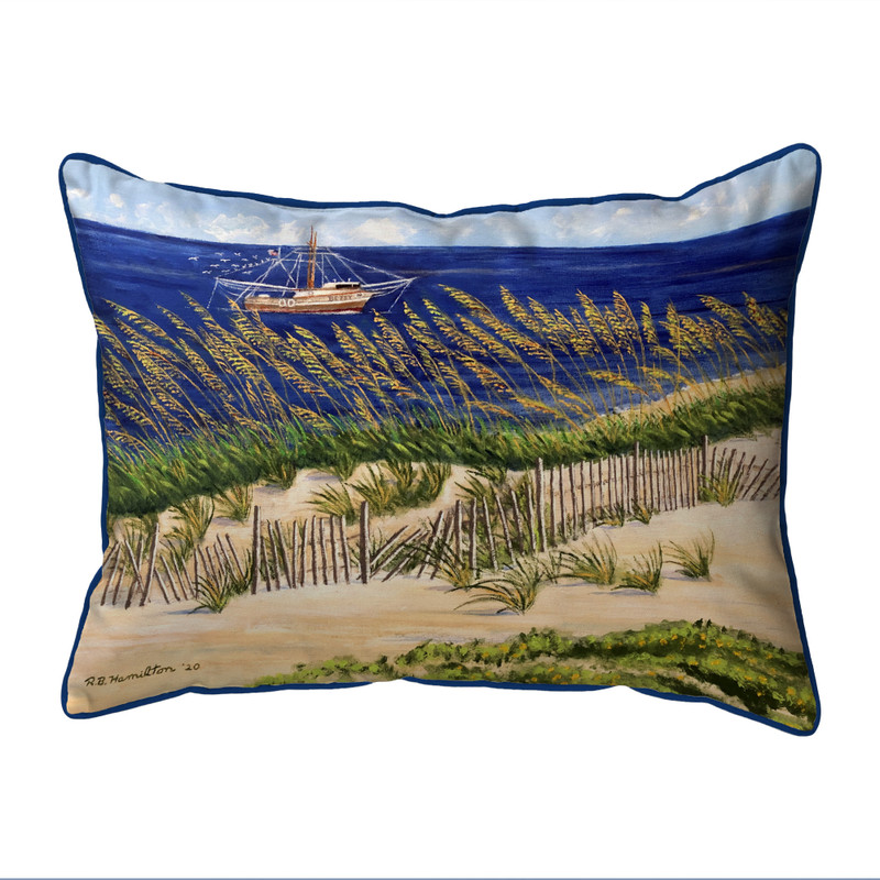 Betsy Drake Shrimp Boat & Oates Extra Large Zippered Indoor/Outdoor Pillow 20x24 Main image