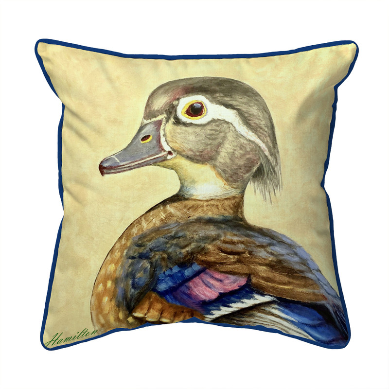Betsy Drake Mrs. Wood Duck Small Indoor/Outdoor Pillow 12x12 Main image